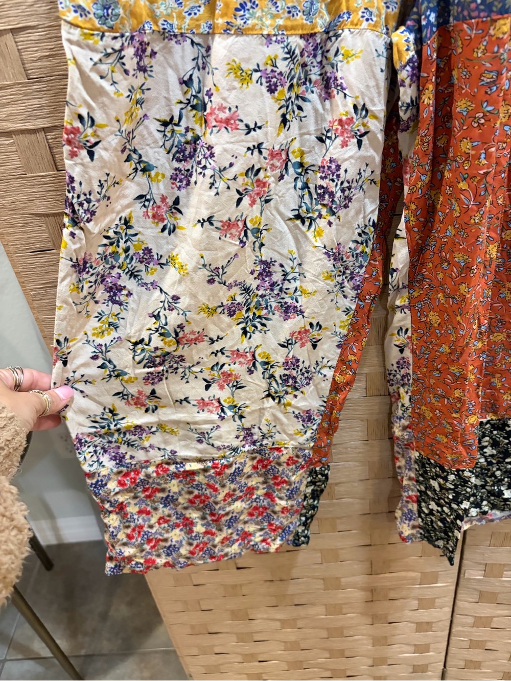 Natural Life Patchwork Floral Palazzo Pants Medium Boho Hippie Cropped Ankle M - Picture 3 of 4